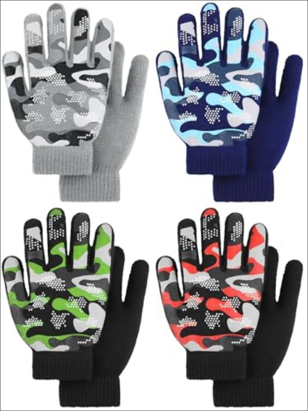 Kids Winter Gloves Gripper Magic Full Finger Acrylic for Boys Girls